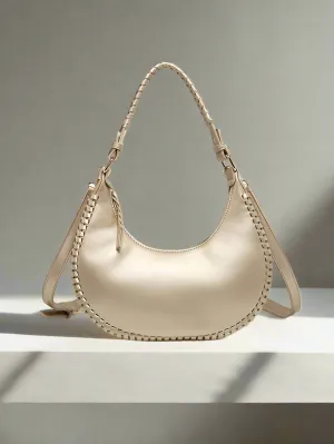 Aria Whipstitch Crescent Shoulder Bag