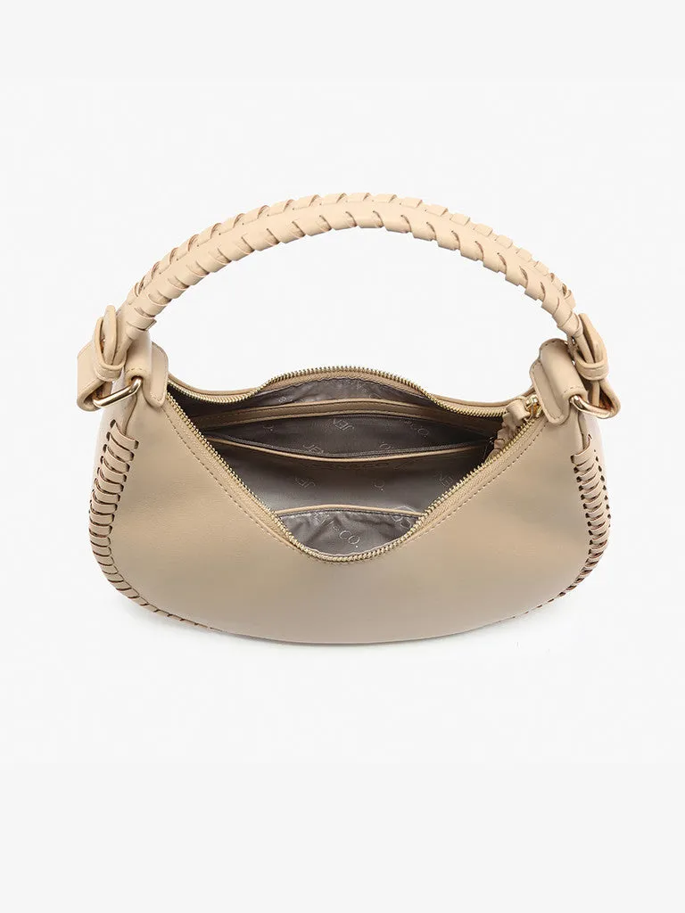Aria Whipstitch Crescent Shoulder Bag