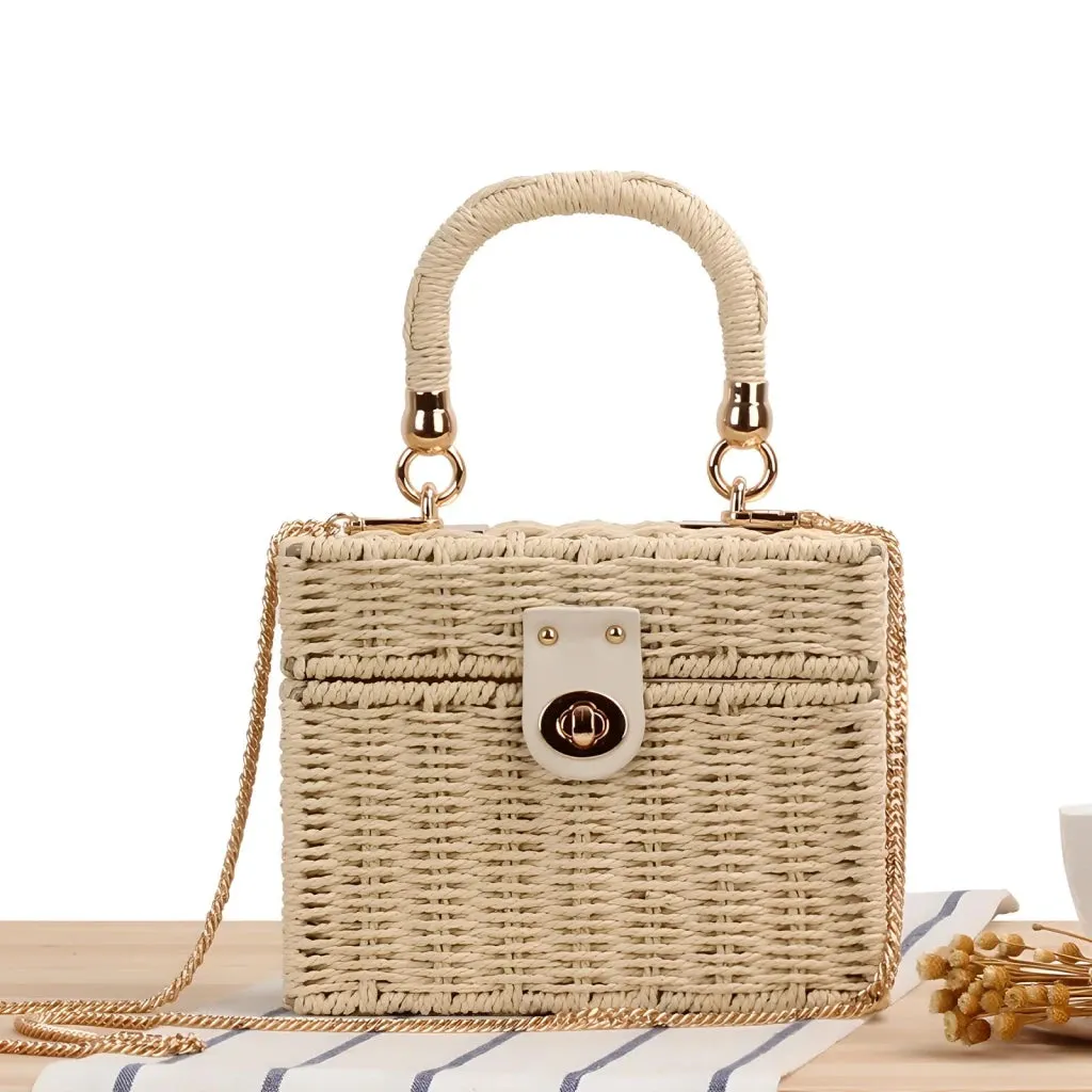 Box Straw Beach Bag