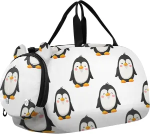 Carry on Duffel Bag for Boys Weekend Duffel Overnight Cute Cartoon Penguins White Girls Tote Duffle Bags Travel Shoe Compartment