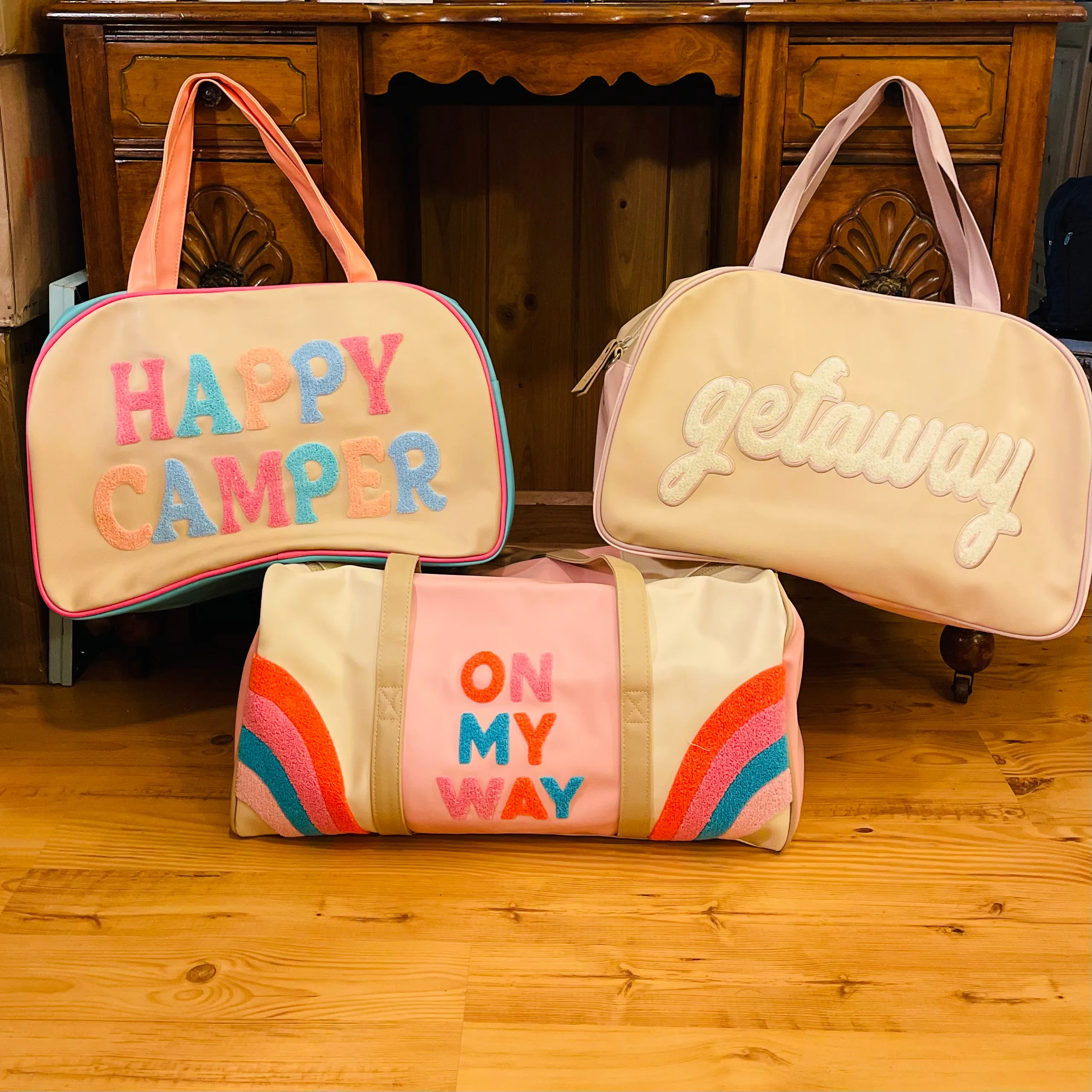 Duffle Bag: Weekender - On My Way  Getaway  Happy Camper