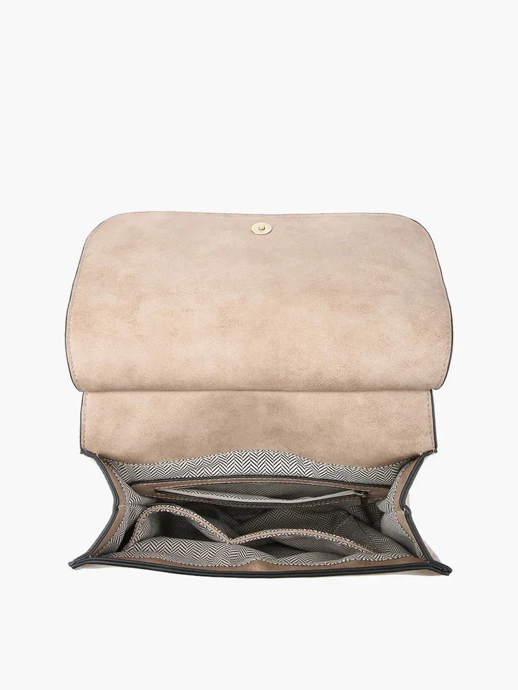 Jen & Co Bailey Crossbody With Print Contrast Strap In Dark Mauve