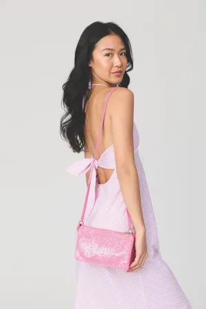 Jen & Co. Riley Sequin Crossbody/Wristlet in Hot Pink  3 Compartment Glitter Bag