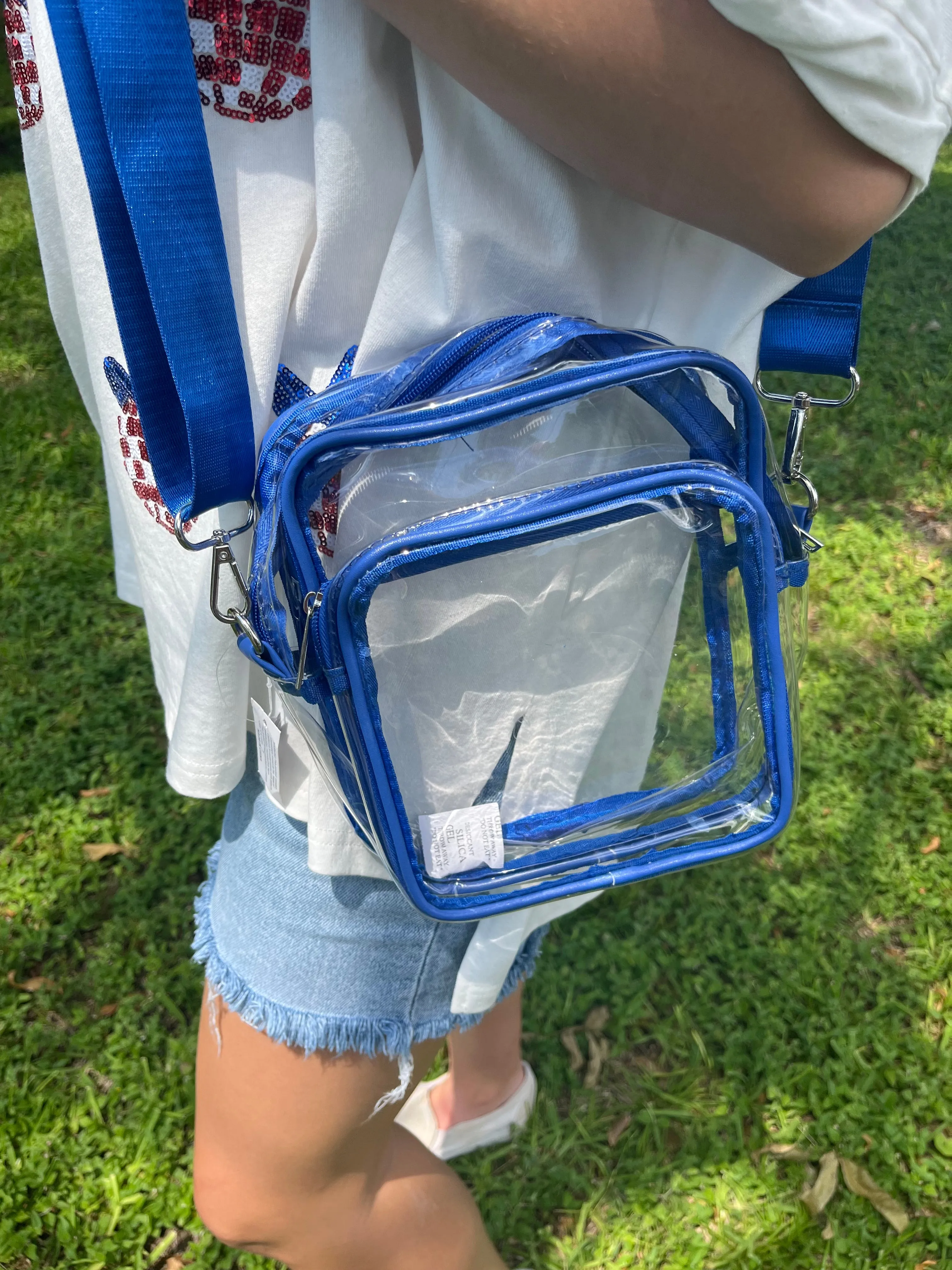 Kenze Panne Royal Blue Clear Crossbody Purse