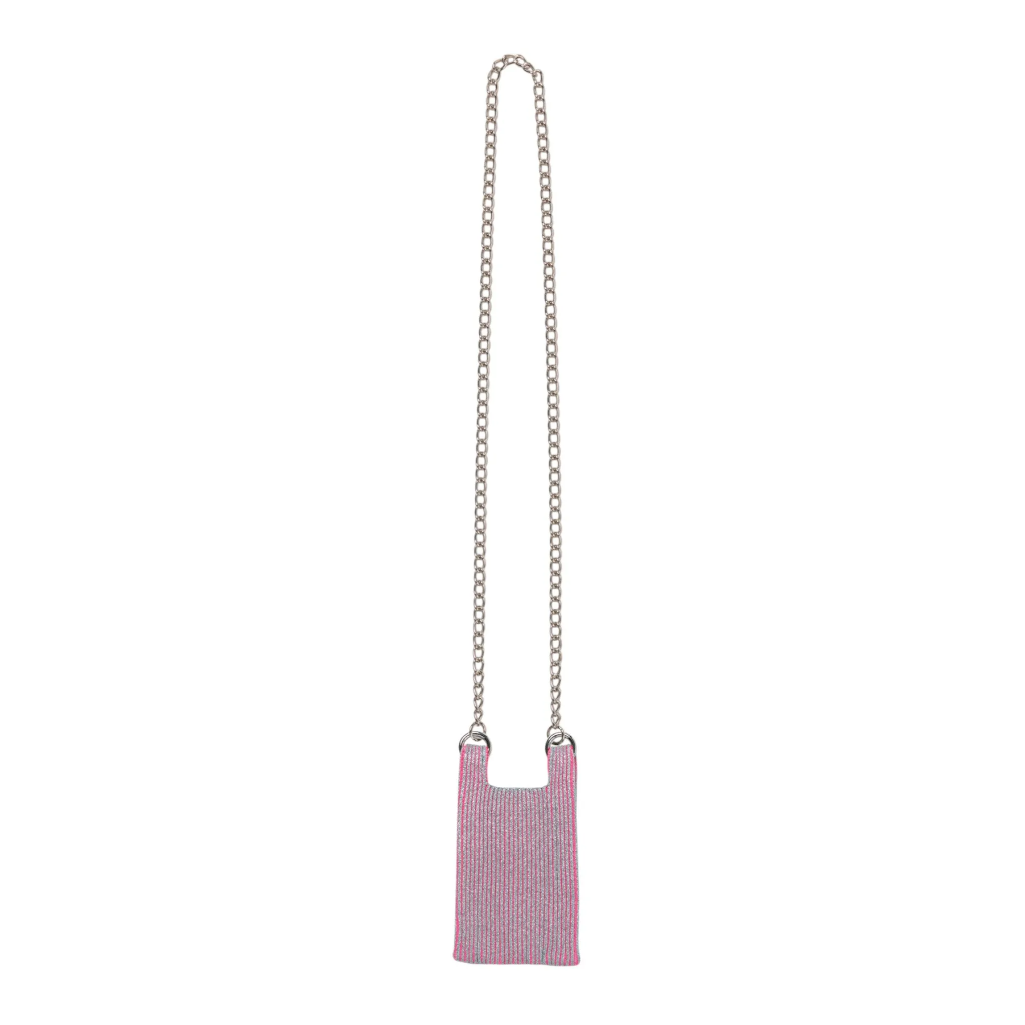 KYOTO METALLIC MARKET BAG MICRO / SILVER x NEON PINK
