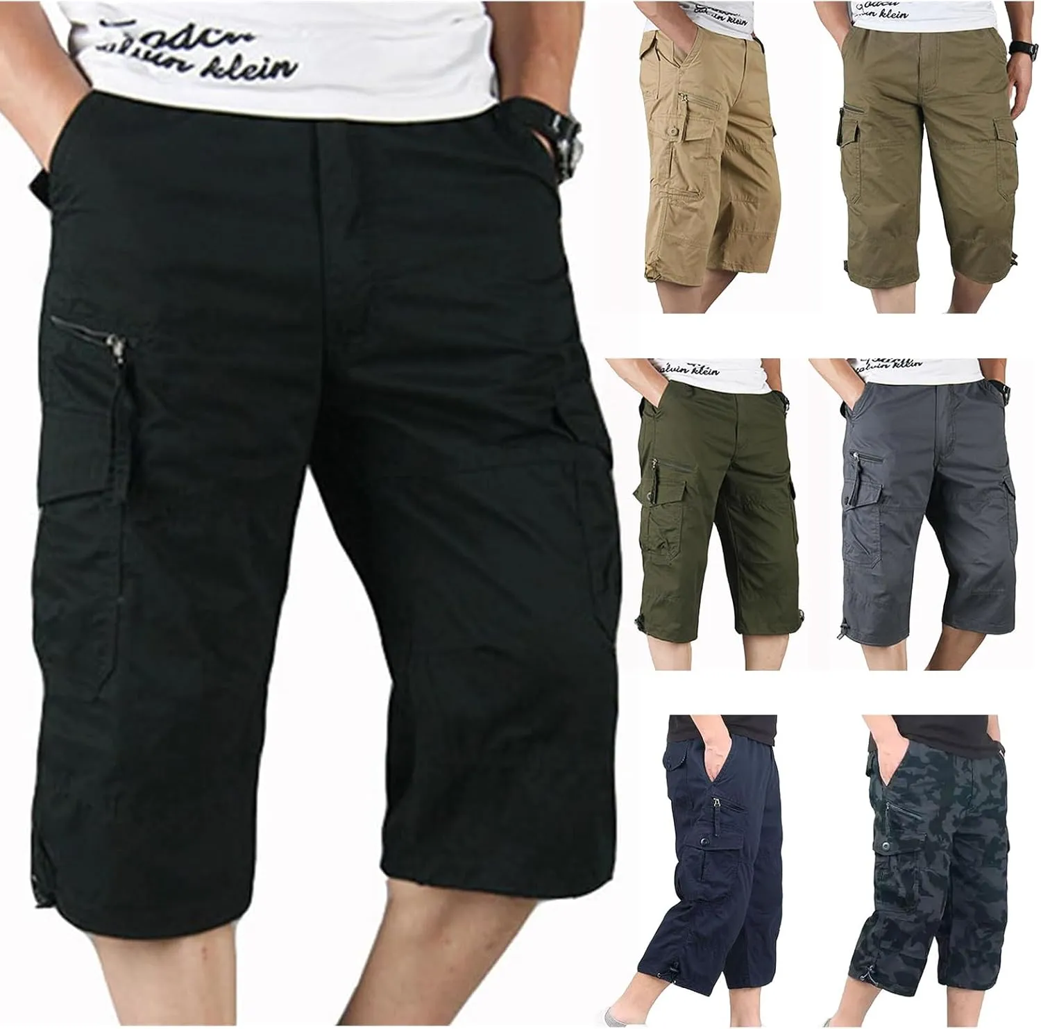 Men's Athletic Shorts Slim Fit Cargo Sweat Short Athletic Workout Thin Pant Outdoor Casual Comfort Pants with Pockets