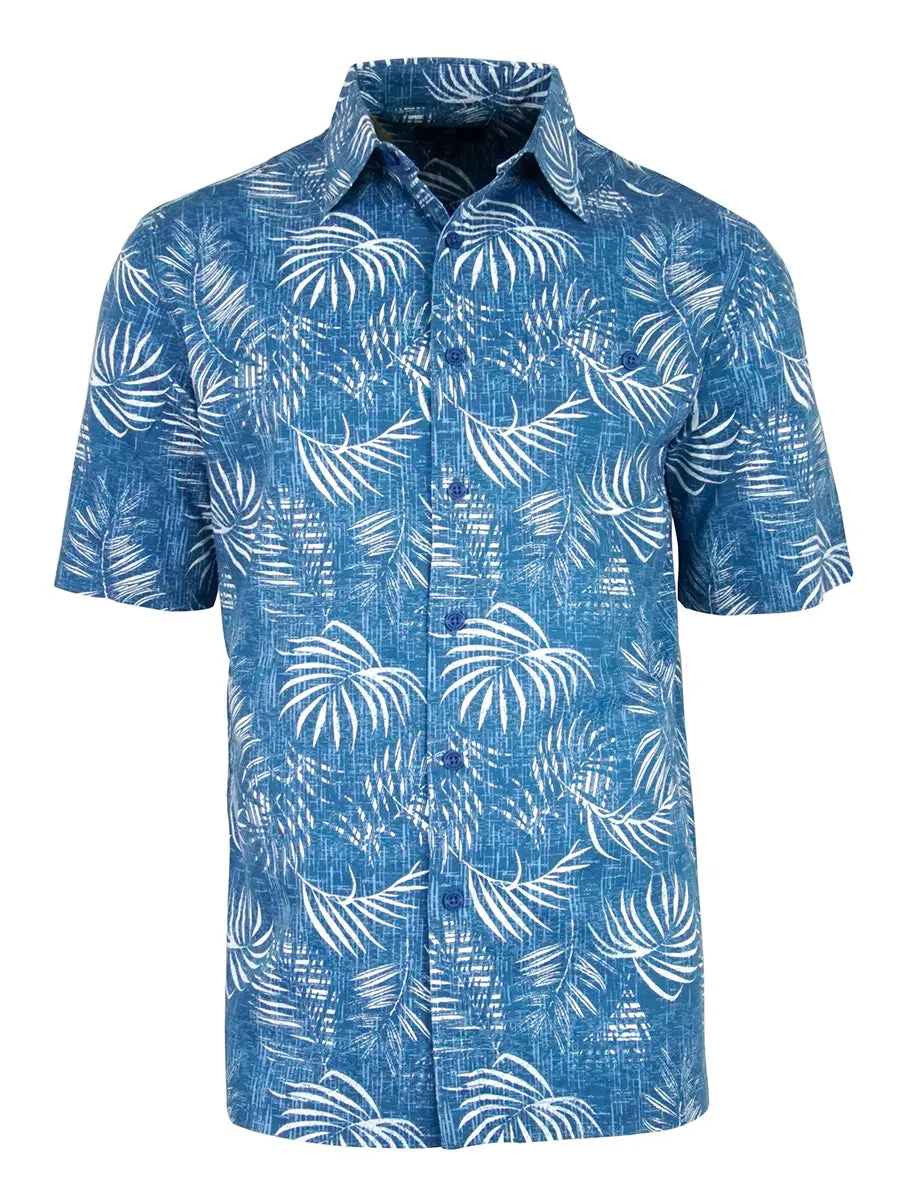 Men's Hawaiian Cotton Print Shirt - Palm Leaf