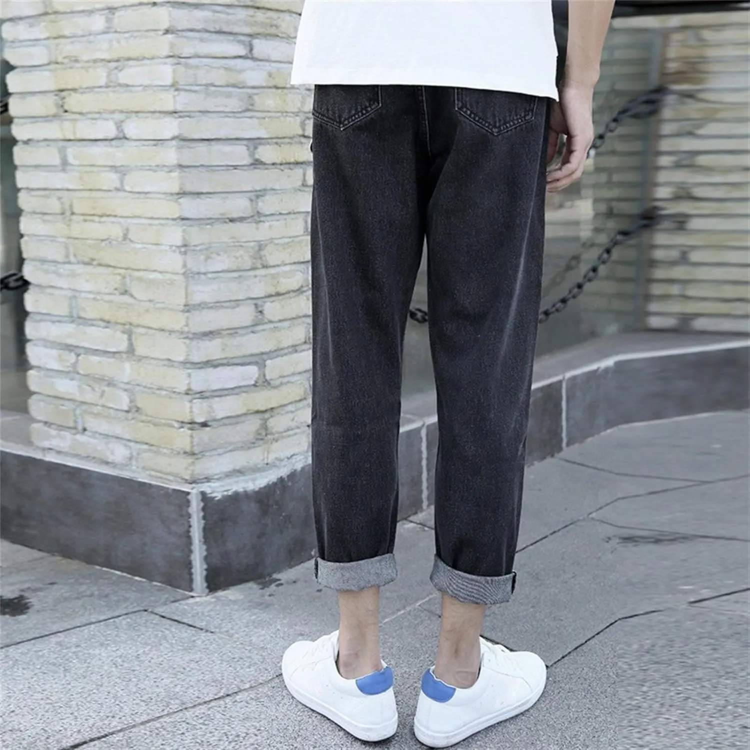 Men's Slim Fit Straight Leg Stylish Jeans Solid Stretch Comfort Denim Pants Casual Comfort Jeans Trouser