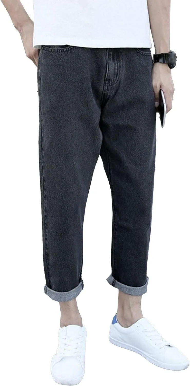 Men's Slim Fit Straight Leg Stylish Jeans Solid Stretch Comfort Denim Pants Casual Comfort Jeans Trouser