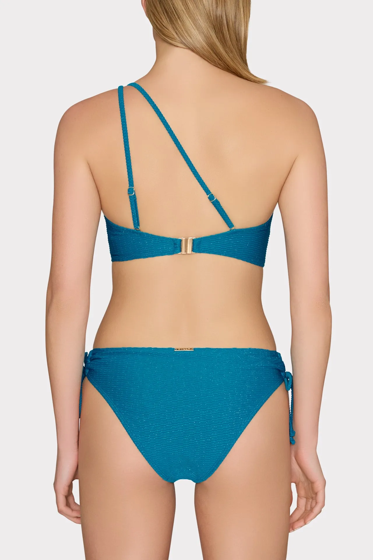 Metallic Chain One Shoulder Bandeau Top