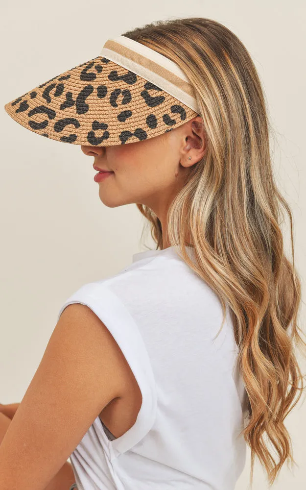 MH0065 Leopard Visor Sun Beach Hat