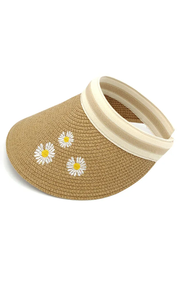 MH0093 Daisy Print Visor Sun Beach Hat