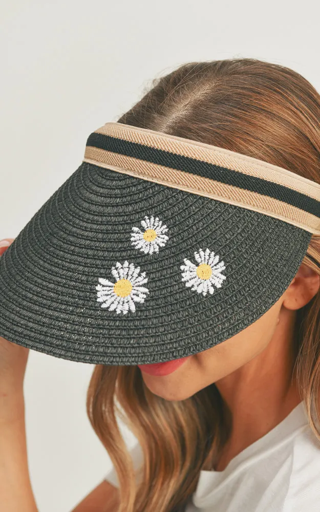 MH0093 Daisy Print Visor Sun Beach Hat