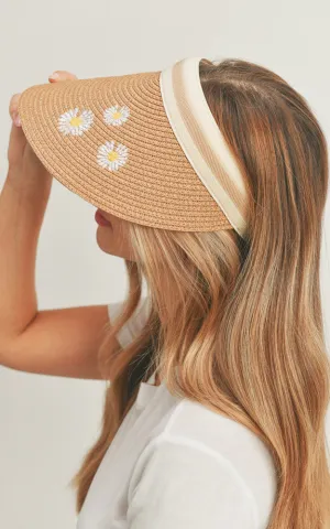 MH0093 Daisy Print Visor Sun Beach Hat