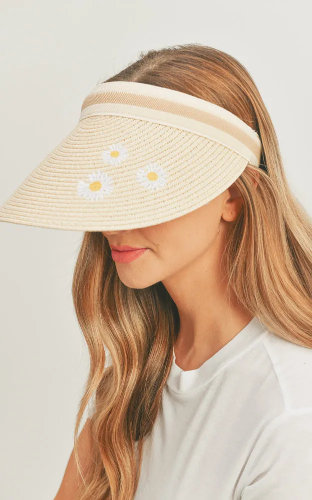 MH0093 Daisy Print Visor Sun Beach Hat