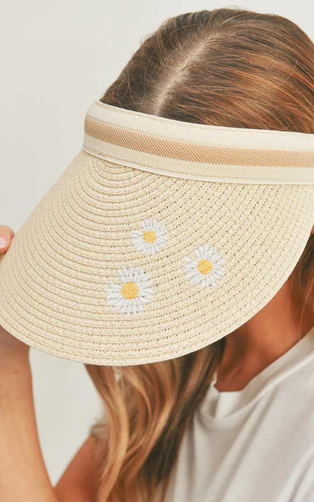 MH0093 Daisy Print Visor Sun Beach Hat