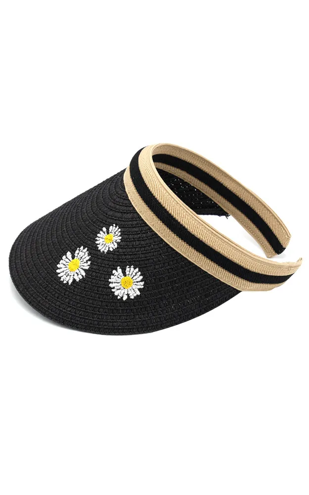 MH0093 Daisy Print Visor Sun Beach Hat