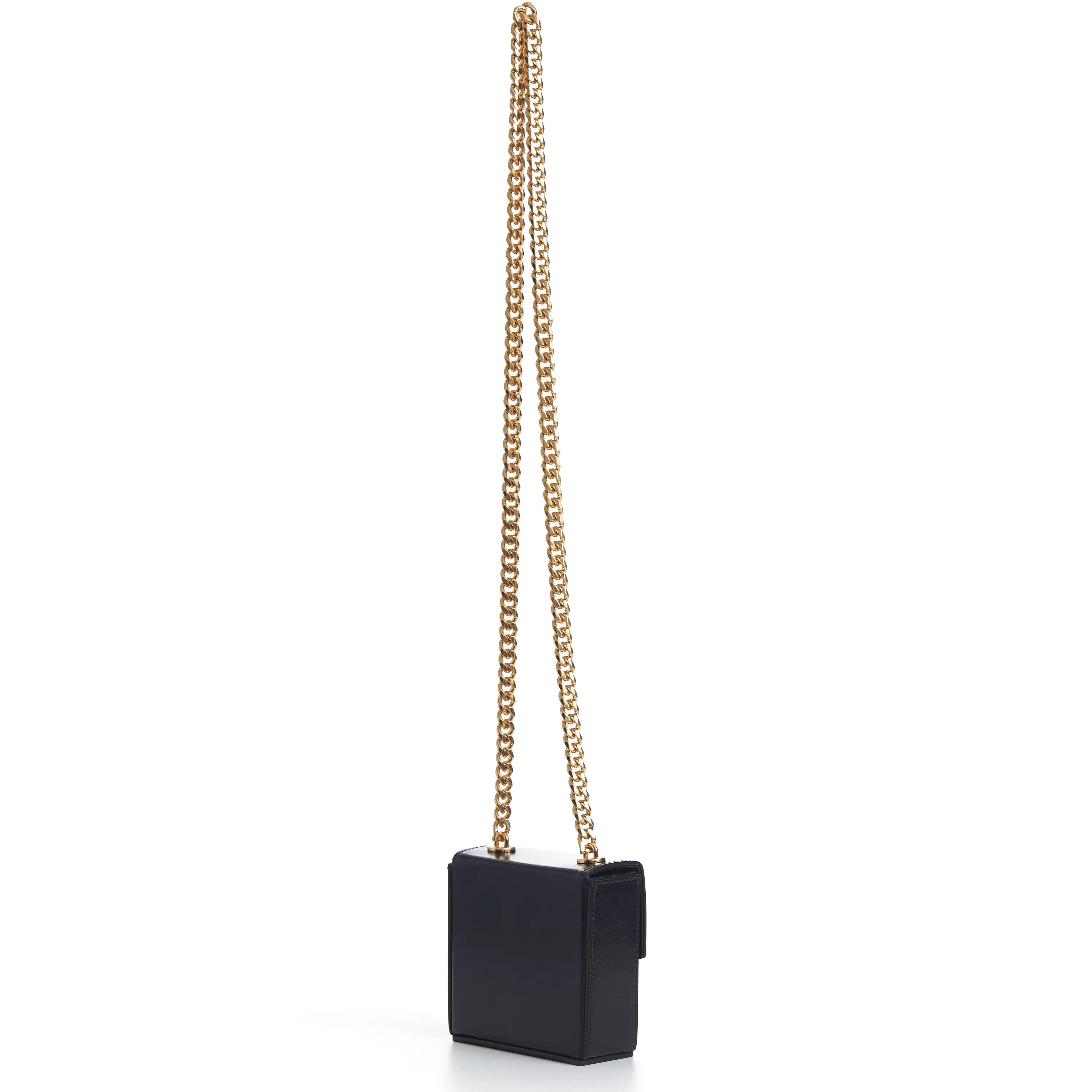 Mini Box Triomphe Bag In Black Shiny Calfskin