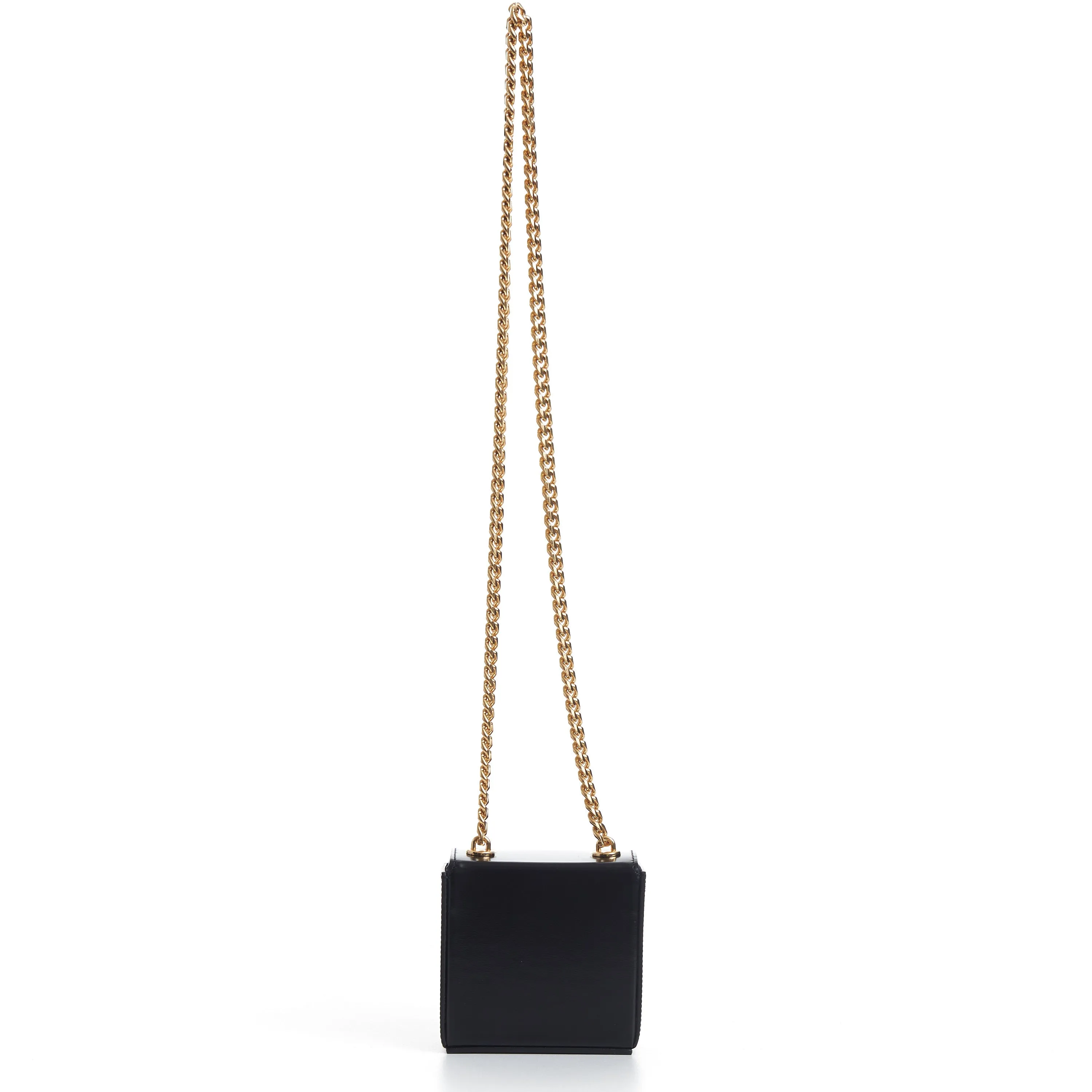 Mini Box Triomphe Bag In Black Shiny Calfskin
