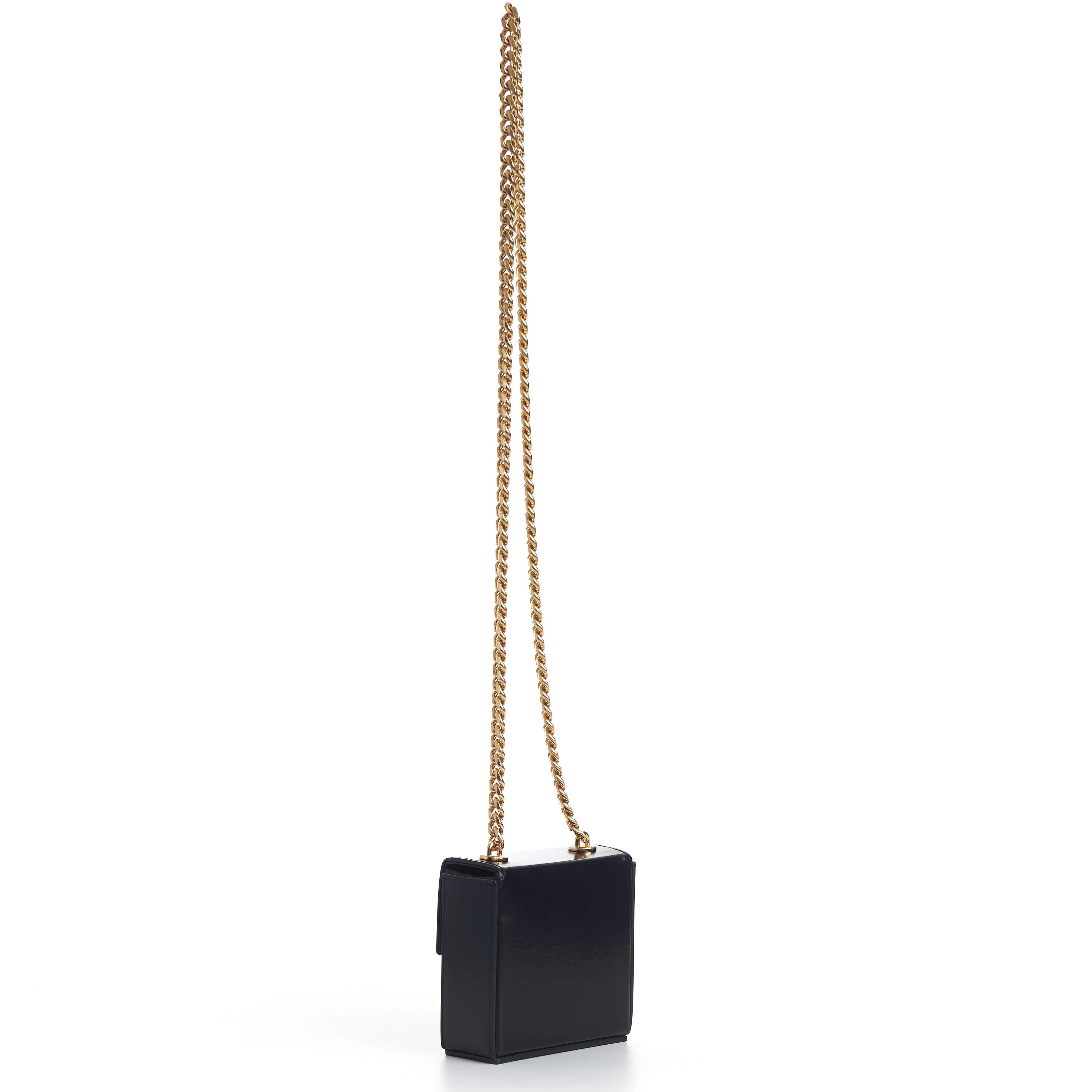 Mini Box Triomphe Bag In Black Shiny Calfskin