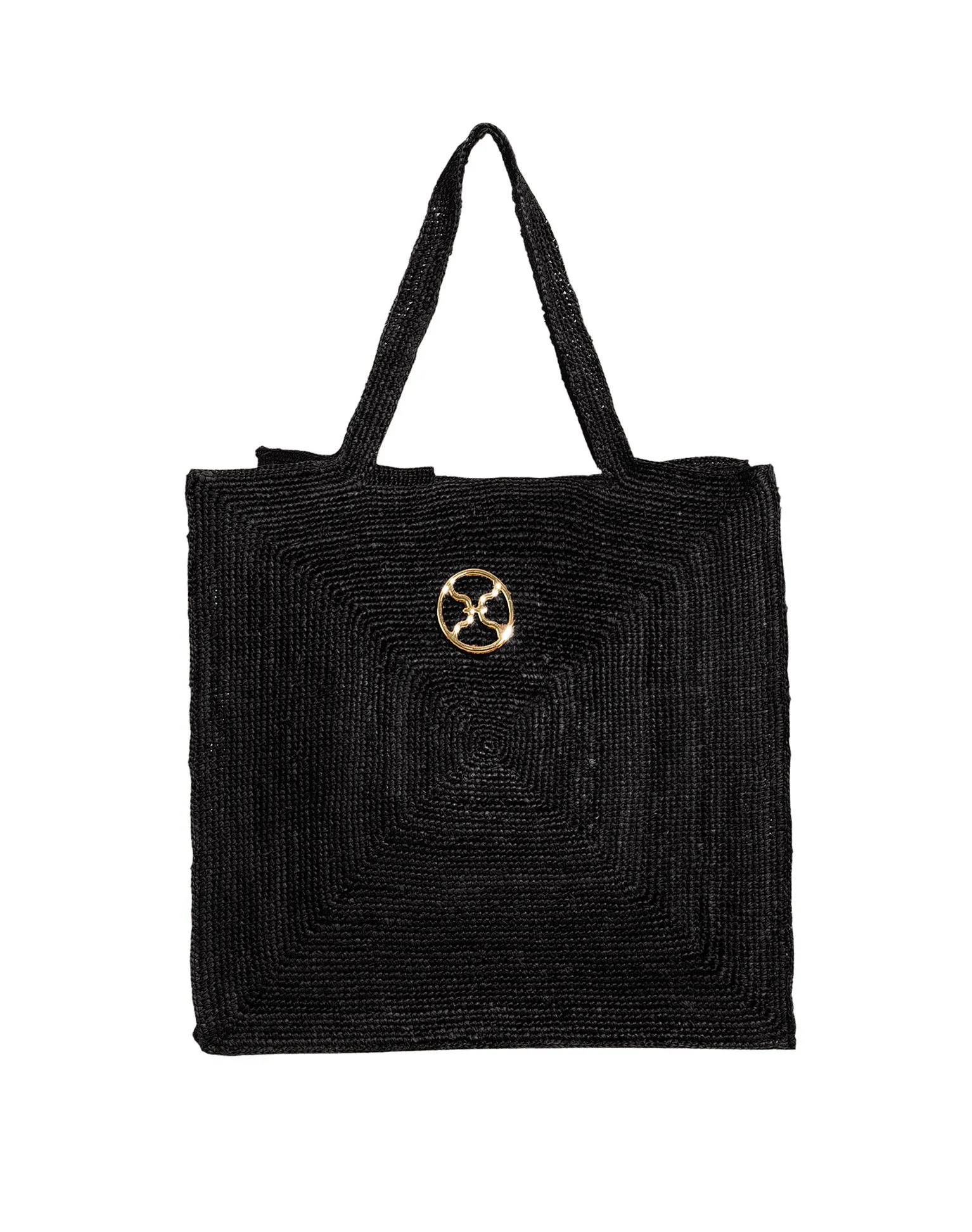 Raffia Pyramid Bag - Black