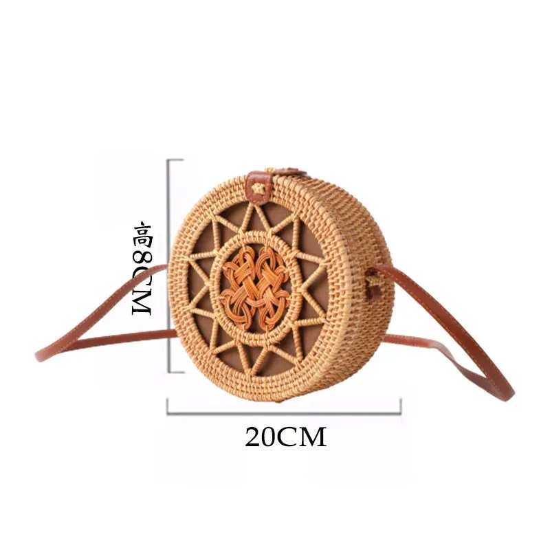 Rattan Straw Woven Hard Side Beach Shoulder Bags