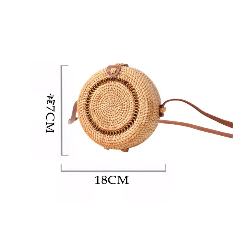 Rattan Straw Woven Hard Side Beach Shoulder Bags