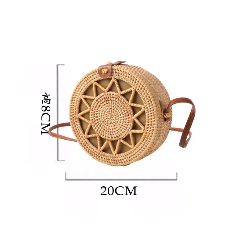 Rattan Straw Woven Hard Side Beach Shoulder Bags