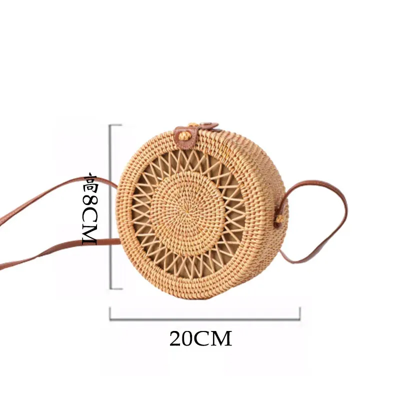 Rattan Straw Woven Hard Side Beach Shoulder Bags