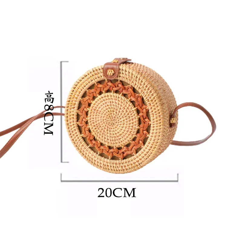 Rattan Straw Woven Hard Side Beach Shoulder Bags