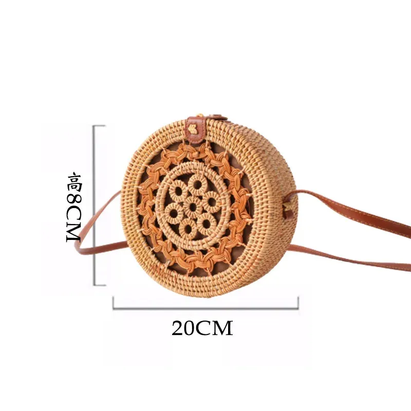 Rattan Straw Woven Hard Side Beach Shoulder Bags
