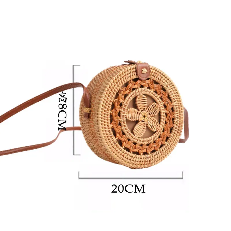 Rattan Straw Woven Hard Side Beach Shoulder Bags